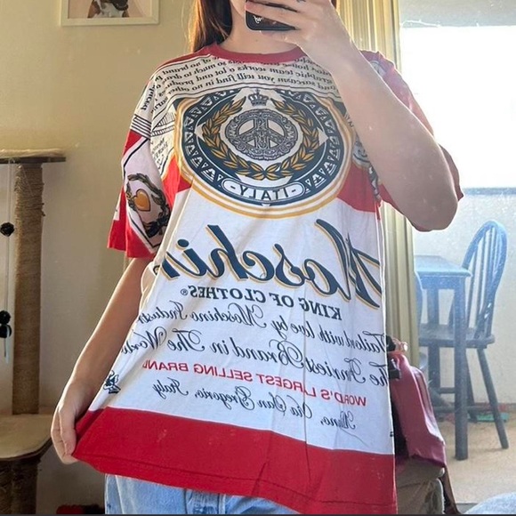 Moschino Red White & Gold Stripe Graphic women’s tee - Picture 4 of 5